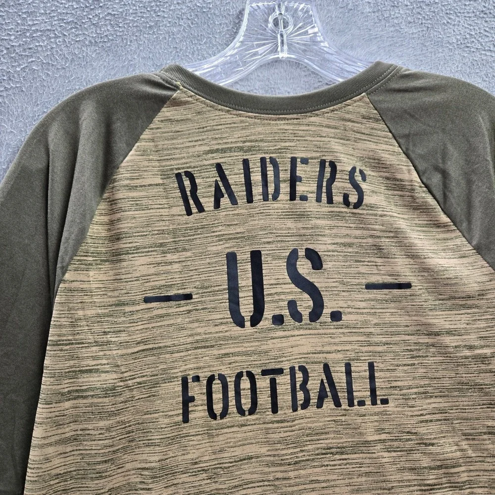 Oakland‎ Raiders Women Shirt M Green Nike US Army Football Dri Fit 3/4 Sleeve